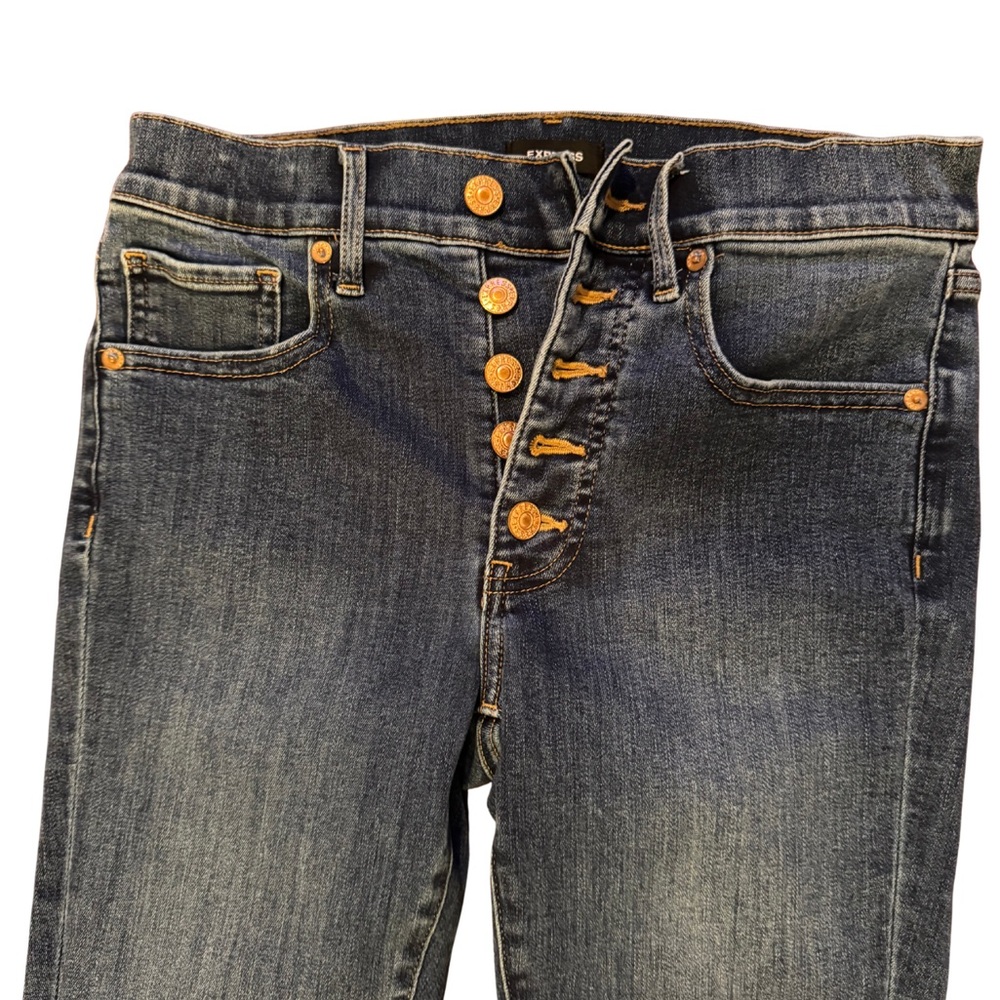 Express Women's Skinny Mid Rise Blue Denim Jeans Size 4 - Picture 2 of 7
